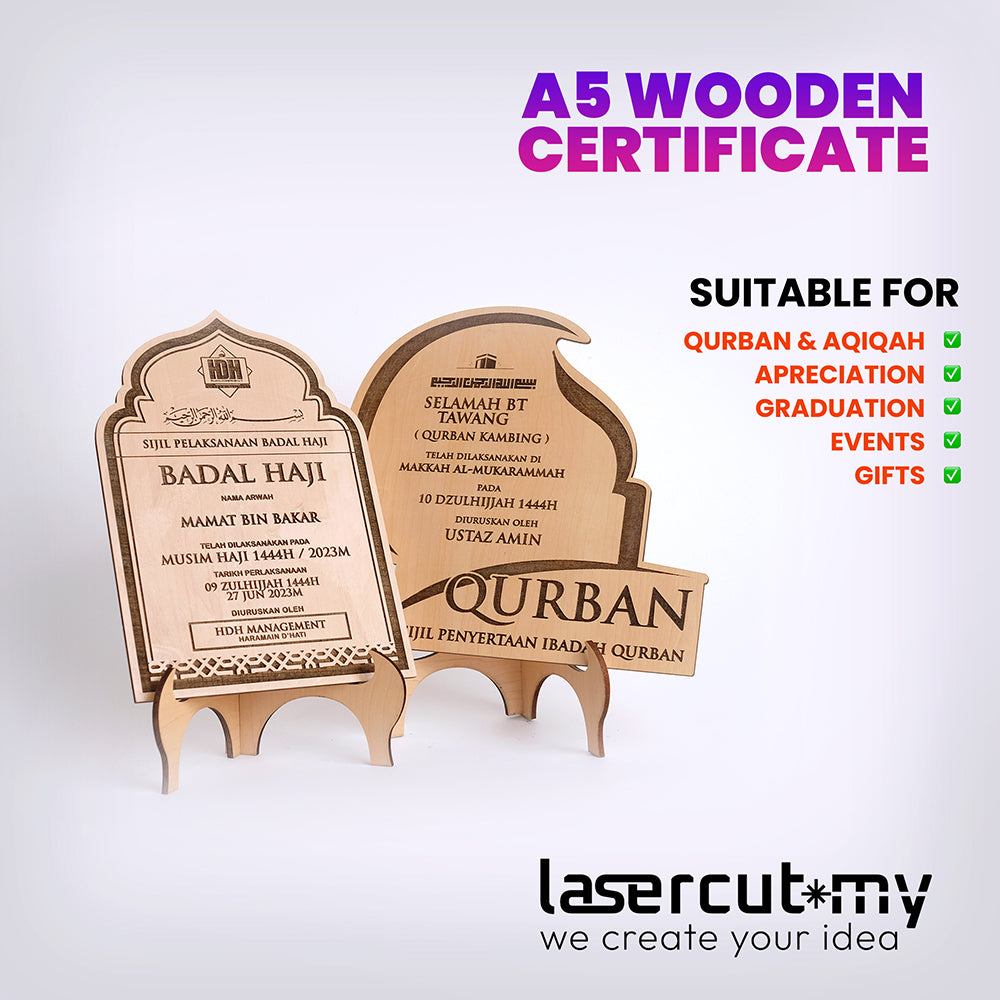 (Harga Borong)🔥🔥🔥 Ukiran Sijil Kayu Untuk Aqiqah / Qurban