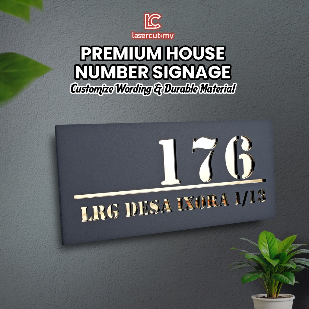 Modern Nombor Rumah | House Number Plate Custom Signage Cantik No Plat Alamat Number Rumah Custom
