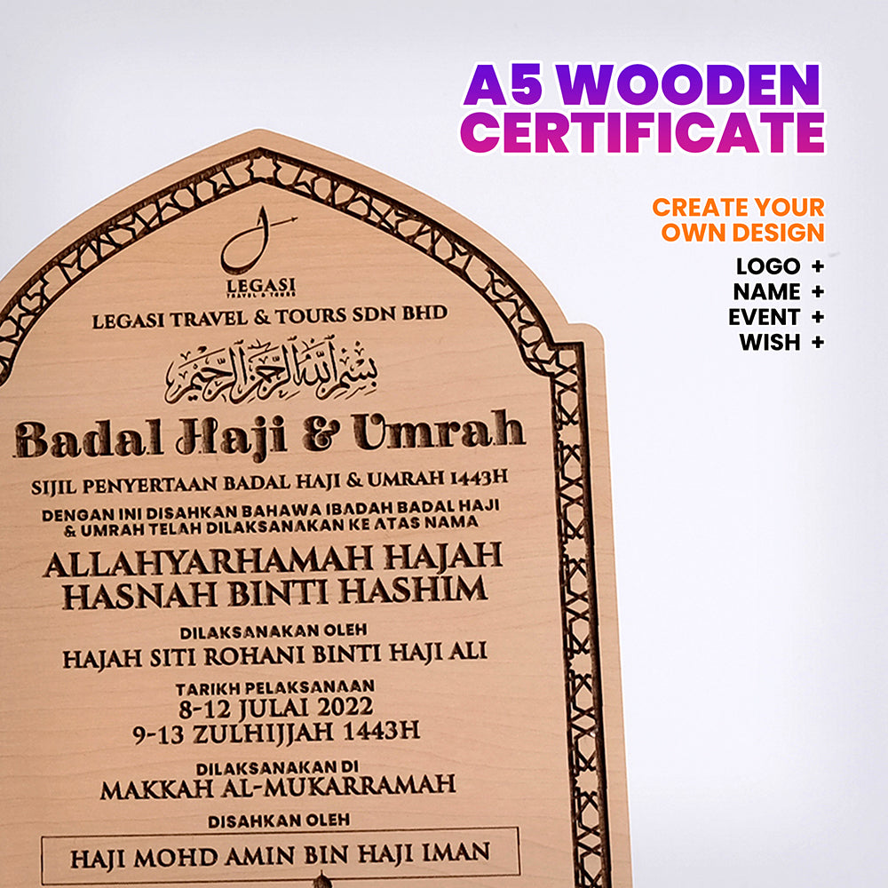 (Harga Borong)🔥🔥🔥 Ukiran Sijil Kayu Untuk Aqiqah / Qurban