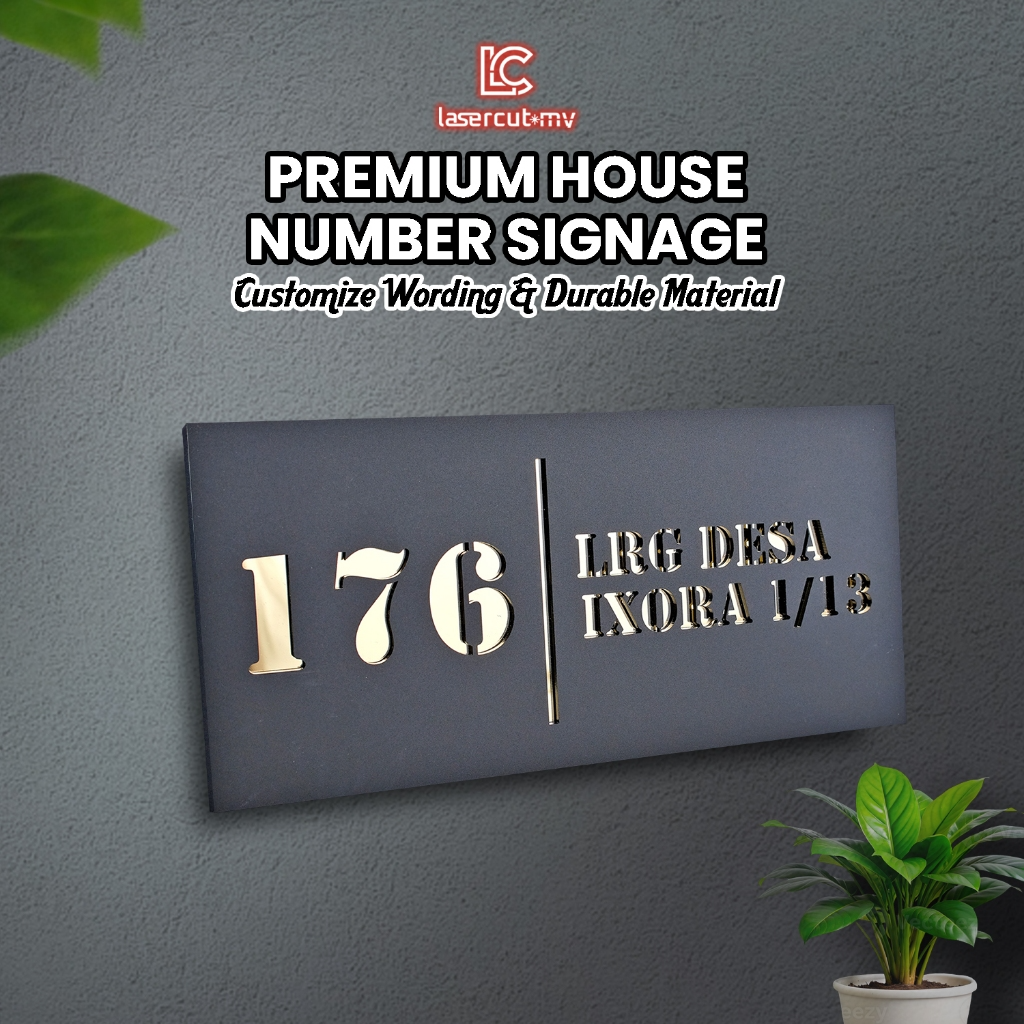Modern Nombor Rumah | House Number Plate Custom Signage Cantik No Plat Alamat Number Rumah Custom