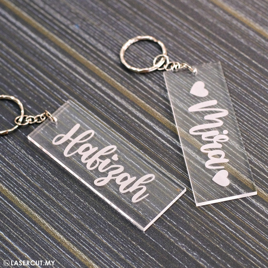 Custom Ukiran Keychain Nama Akrilik (Square Design)