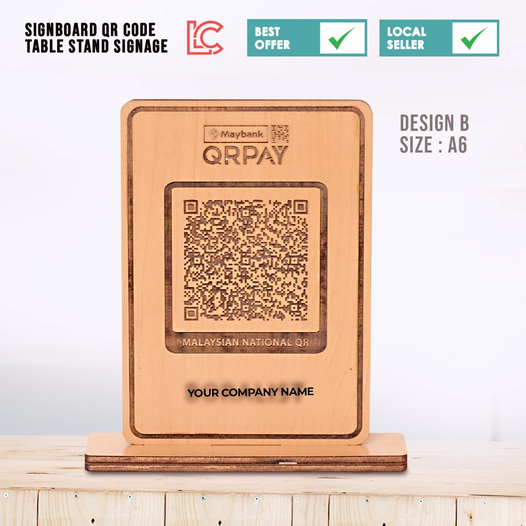 Signboard QR Code / EWallet QR Code/ Laser Engraving Signboard– LasercutMY
