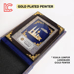 7"x9" Gold Plated PEWTER with Wooden Songket Gift Box