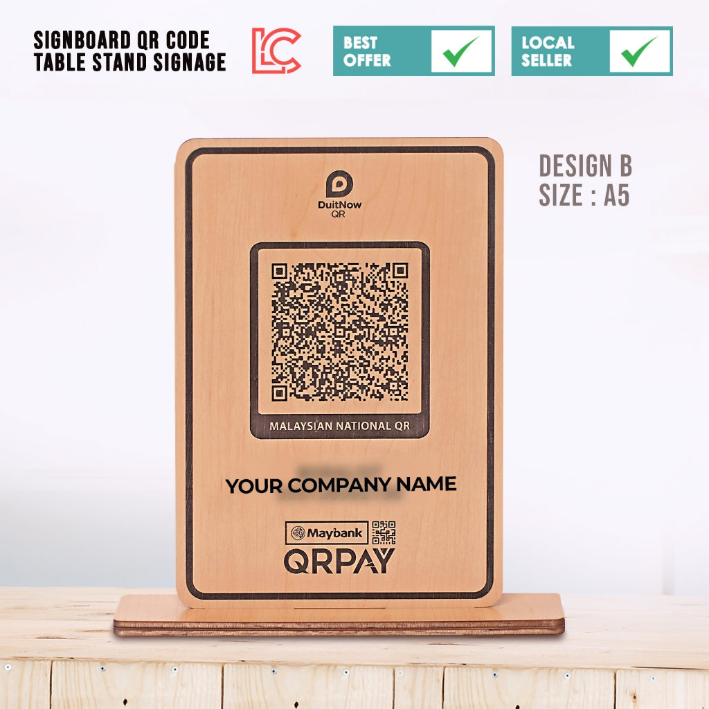 Signboard QR Code / EWallet QR Code/ Laser Engraving Signboard– LasercutMY