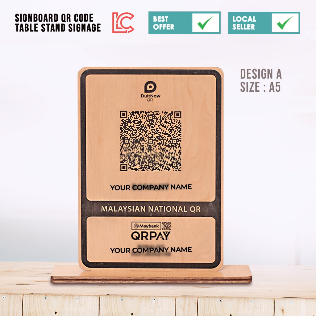 Signboard QR Code / EWallet QR Code/ Laser Engraving Signboard– LasercutMY